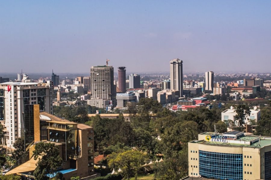 Nairobi skyline and green city landscape, Kenya